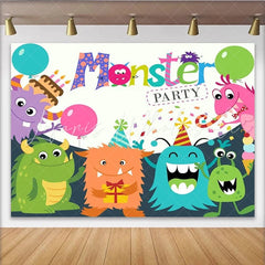 Lofaris Cute Monster Birthday Party Backdrop Cartoon Little Monsters Photography Background Kids 1st Birthday Baby Shower Decor