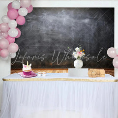 Lofaris Dark Chalkboard Wall Photography Backdrop Rustic Wood Floor Studio Background for Portraits and Events