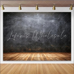 Lofaris Dark Chalkboard Wall Photography Backdrop Rustic Wood Floor Studio Background for Portraits and Events