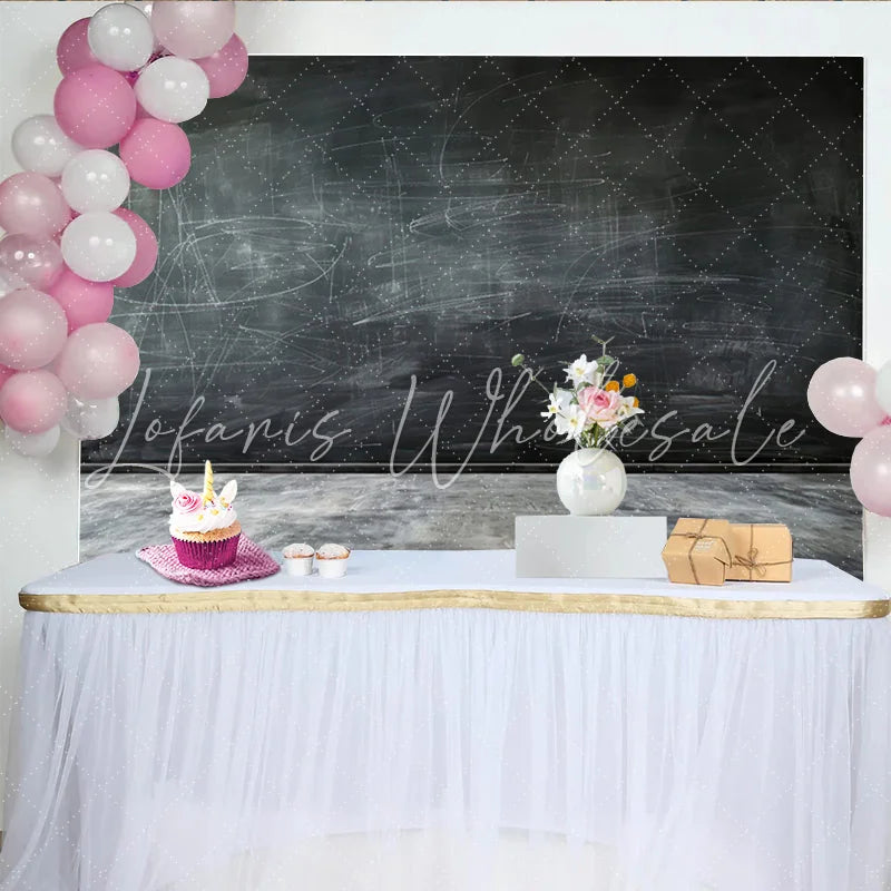 Lofaris Dark Distressed Chalkboard Photography Backdrop with Concrete Floor Versatile Studio Background for Professional Portrait