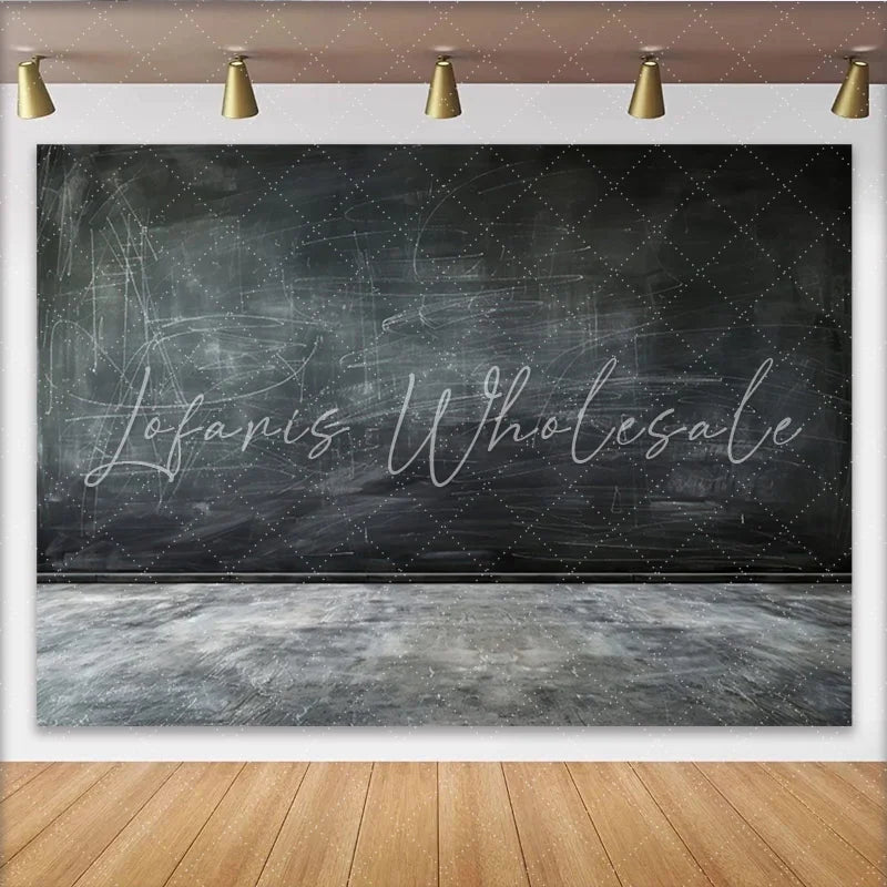 Lofaris Dark Distressed Chalkboard Photography Backdrop with Concrete Floor Versatile Studio Background for Professional Portrait