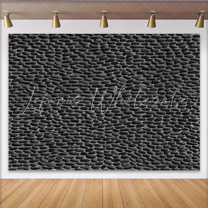 Lofaris Dark Grey Pebble Stone Backdrop Black Cobblestone Texture Photography Background Moody Portrait Prop