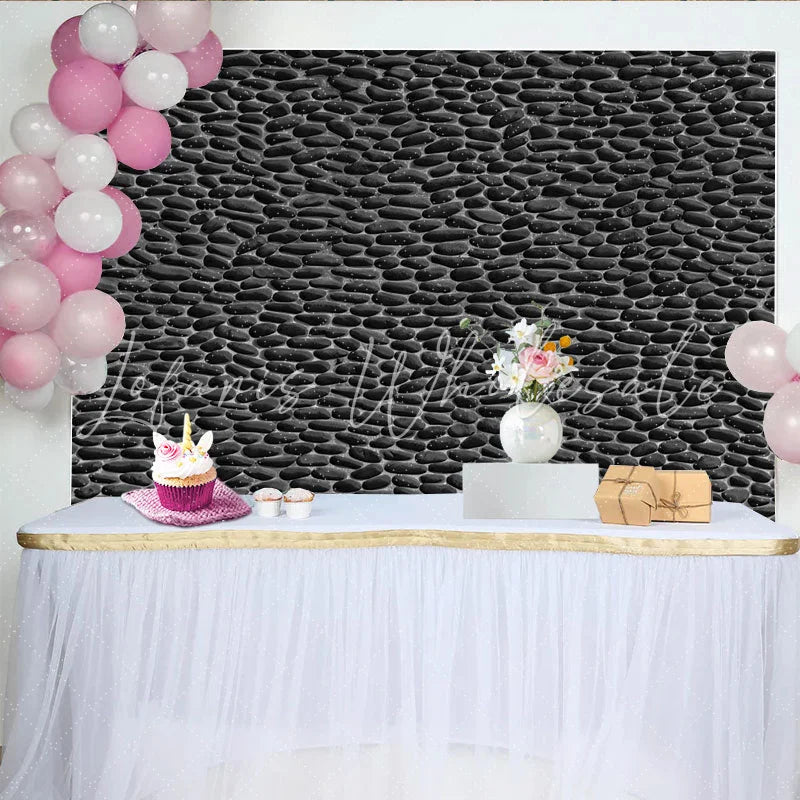 Lofaris Dark Grey Pebble Stone Backdrop Black Cobblestone Texture Photography Background Moody Portrait Prop