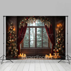 Lofaris Dark Retro Room Candlelight Window Christmas Backdrop