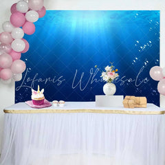 Lofaris Deep Blue Sea with Sun Rays Photography Backdrop Underwater Bubbles and Dark Water Background