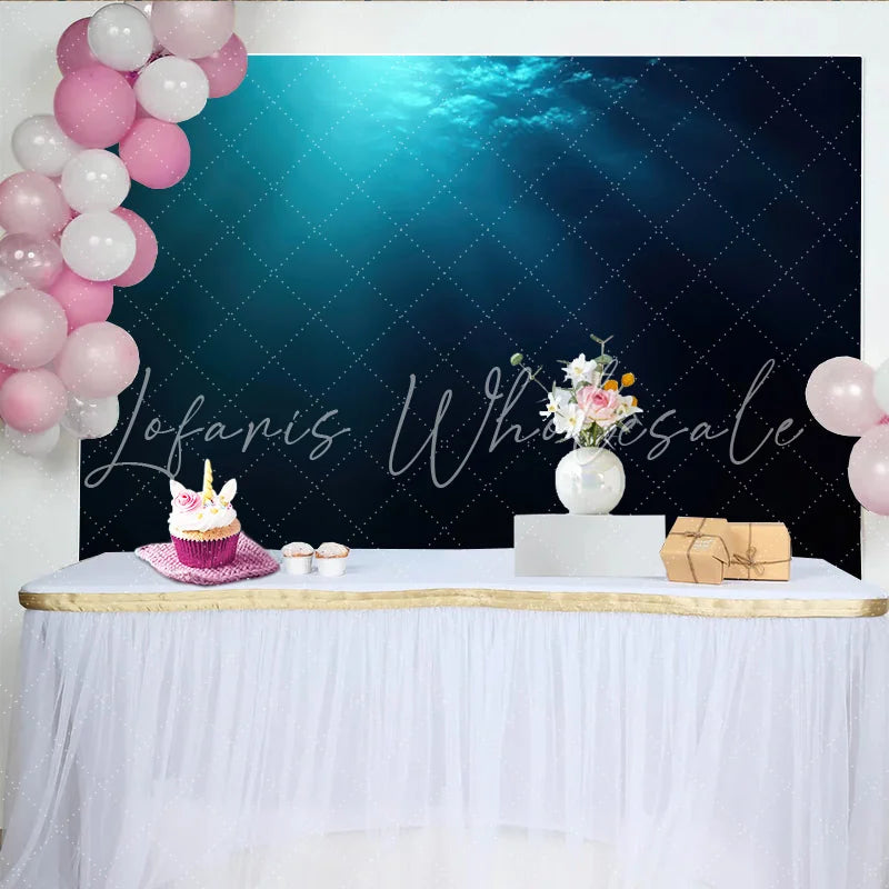 Lofaris Deep Blue Underwater Photography Backdrop with Light Rays Mysterious Ocean Background for Studio Photoshoot
