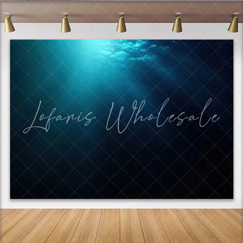 Lofaris Deep Blue Underwater Photography Backdrop with Light Rays Mysterious Ocean Background for Studio Photoshoot
