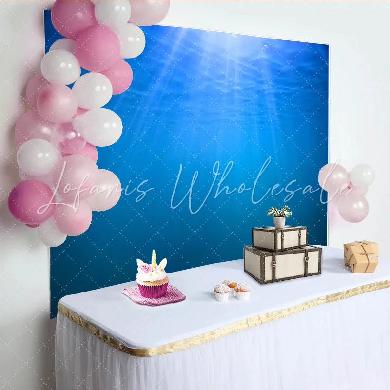 Lofaris Deep Blue Underwater Photography Backdrop with Sunlight Rays and Ripples Serene Ocean Background for Photo and Aquatic Party Decor