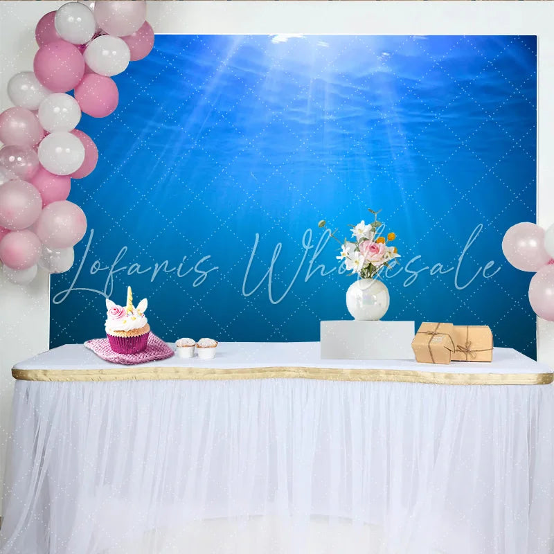 Lofaris Deep Blue Underwater Photography Backdrop with Sunlight Rays and Ripples Serene Ocean Background for Photo and Aquatic Party Decor