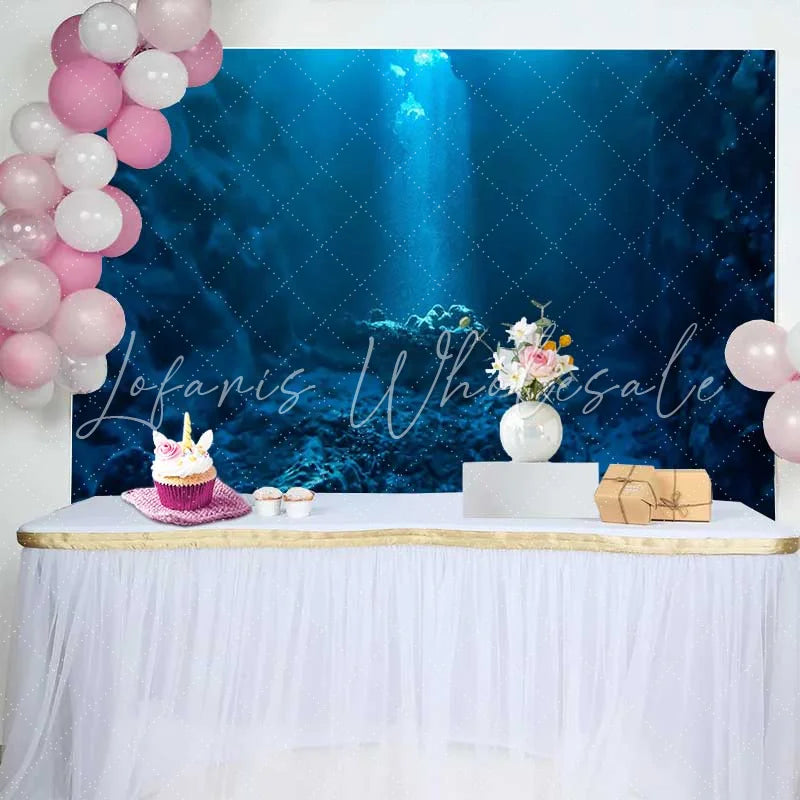 Lofaris Deep Underwater Trench Ocean Backdrop Sun Rays Marine Landscape Party Decorations Photography Background