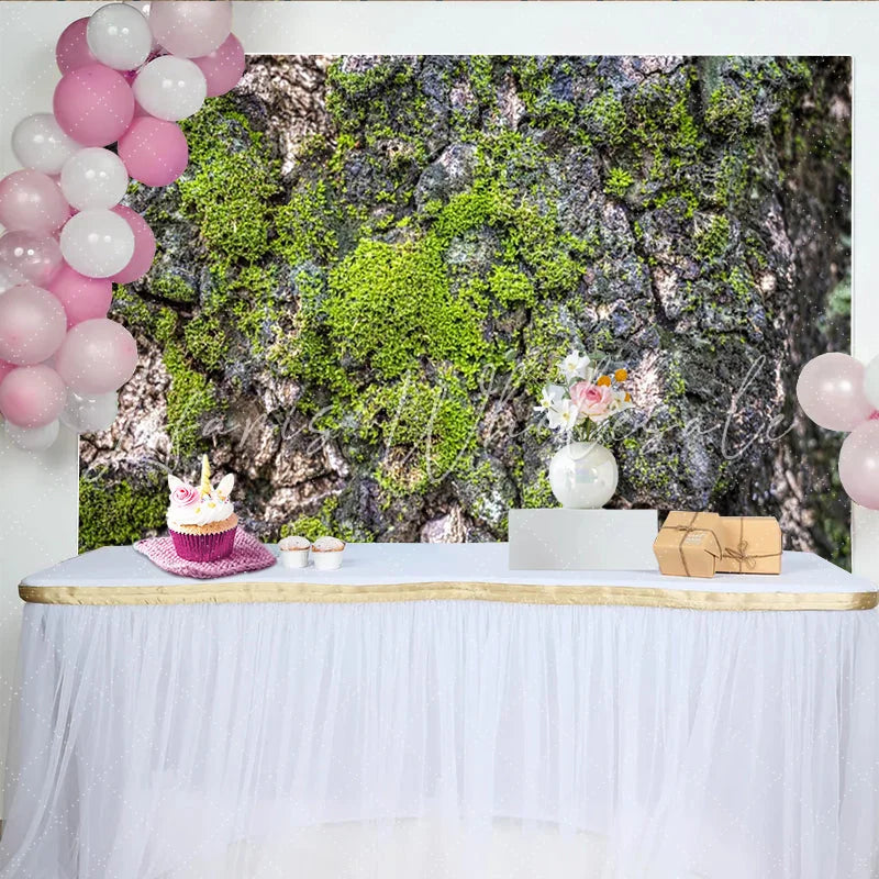 Lofaris Detailed Green Mossy Tree Bark Photography Backdrop Natural Forest Texture Background for Studio Portrait