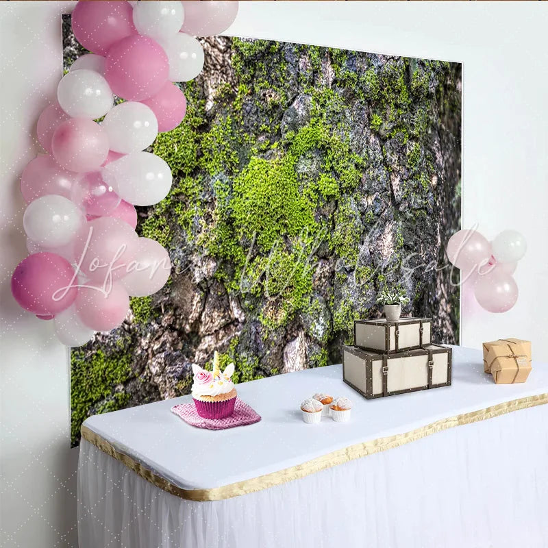 Lofaris Detailed Green Mossy Tree Bark Photography Backdrop Natural Forest Texture Background for Studio Portrait