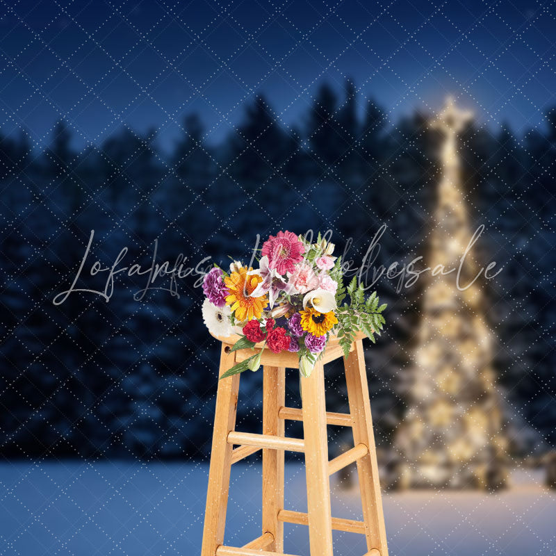 Lofaris Dim Light Christmas Trees Forest Winter Backdrop