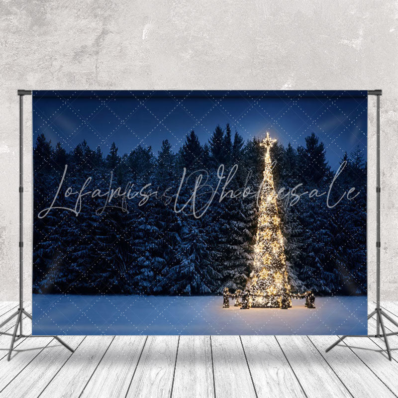 Lofaris Dim Light Christmas Trees Forest Winter Backdrop