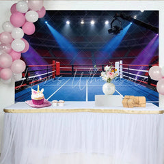 Lofaris Dramatic Boxing Ring Photography Backdrop with Arena Lights and Red Seats Professional Sports Event Background for Photoshoot