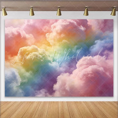 Lofaris Dreamy Pastel Rainbow Cloud Photography Backdrop Soft Colorful Sky Background for Studio Photoshoot and Party Decor
