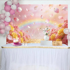 Lofaris Dreamy Pink and Yellow Floral Photography Backdrop Sparkling Glitter Background for Romantic Photoshoots and Event Decor