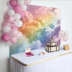 Lofaris Dreamy Rainbow Cloud Photography Backdrop Soft Pastel Sky Background for Studio Photoshoot and Party Decor