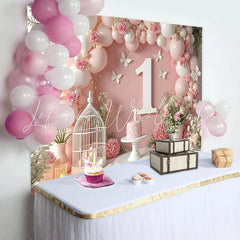 Lofaris Dusty Rose and Dark Pink Balloon Garland Birthday Backdrop White and Green Leaf Photography Background