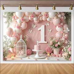 Lofaris Dusty Rose and Dark Pink Balloon Garland Birthday Backdrop White and Green Leaf Photography Background