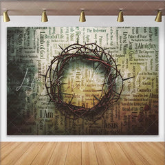 Lofaris Earthy Christian Photography Backdrop with Crown of Thorns Vintage Religious Text Background for Fine Art Portrait Studio