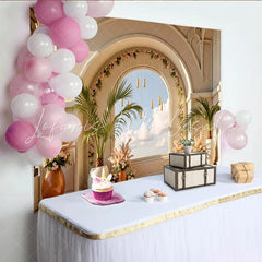 Lofaris Elegant Archway Photography Backdrop with Sky View and Botanical Decor Luxurious Studio Background for Wedding or Portrait