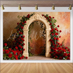 Lofaris Elegant Archway with Red Roses and Greenery Party Backdrop Romantic Wedding Anniversary or Valentine’s Day Decor