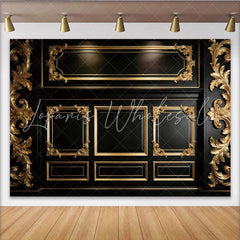 Lofaris Elegant Black and Gold Old Master Photography Backdrop with Ornate Frames Luxurious Studio Background for Professional Portrait