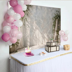 Lofaris Elegant Fine Art Photography Backdrop with Greenery and Sheer Curtains Natural Light Studio Background for Portraits