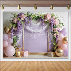 Lofaris Elegant Floral Photography Backdrop with Wisteria and Hydrangeas Luxurious Studio Background for Party Decor and Photoshoots