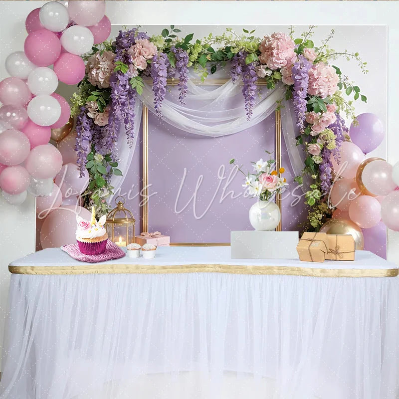 Lofaris Elegant Floral Photography Backdrop with Wisteria and Hydrangeas Luxurious Studio Background for Party Decor and Photoshoots