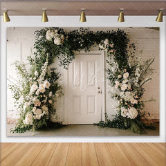 Lofaris Elegant Floral Wedding Backdrop with White Flowers and Greenery Arch Romantic Photo Booth Prop for Event Decor