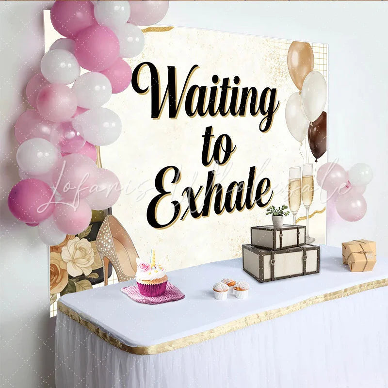 Lofaris Elegant Gold and Cream Birthday Backdrop with Champagne and Balloons Sparkling High Heel Photo Background for Women’s Party Decor