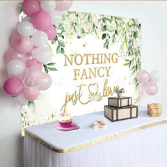 Lofaris Elegant Greenery Wedding Backdrop with White Roses and Gold Glitter Nothing Fancy Just Love Photography Background