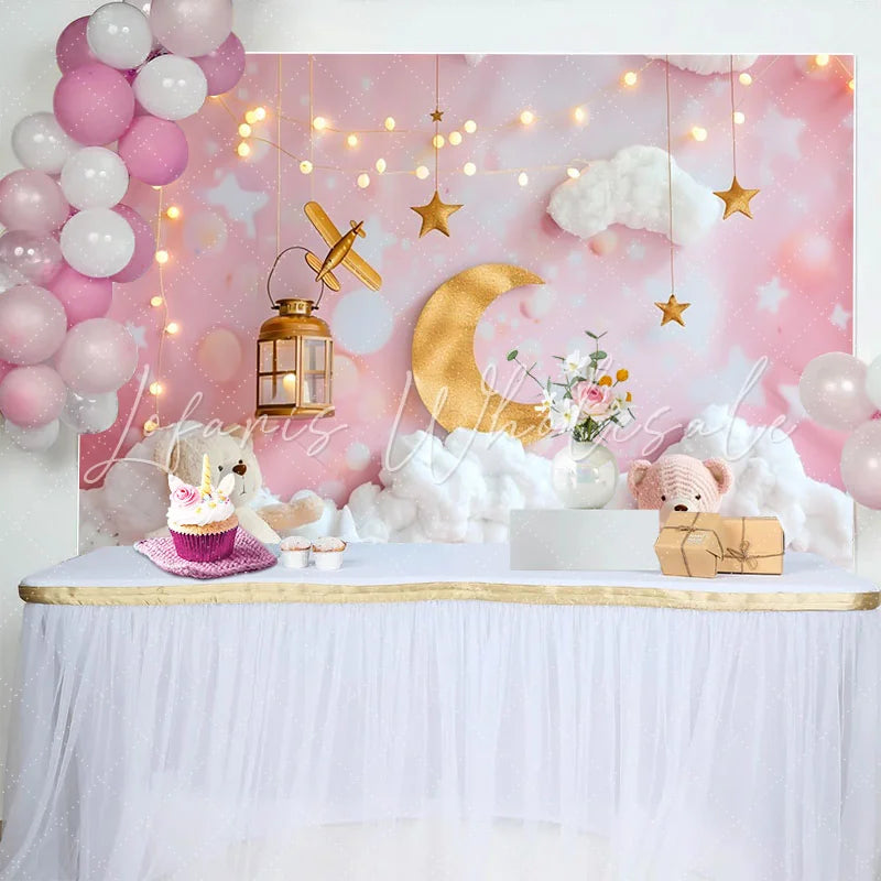 Lofaris Elegant Pink and Purple Rose Cake Smash Backdrop Balloon Garland and Wood Panel Background Girls Birthday