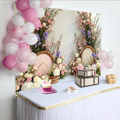 Lofaris Elegant Pink and White Floral Photography Backdrop with Lavender Flowers Beautiful Spring Photo Background for Wedding or Party