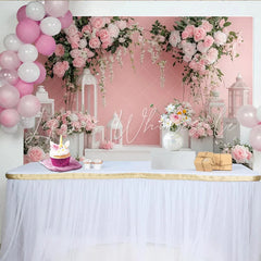 Lofaris Elegant Pink and White Floral Photography Backdrop with Roses and Lanterns Studio Background for Romantic Portraits