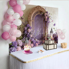 Lofaris Elegant Purple Floral Archway Fine Art Photography Backdrop Romantic Studio Background for Portraits and Events