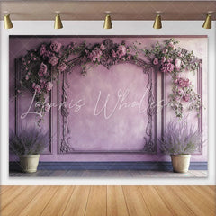 Lofaris Elegant Purple Floral Photography Backdrop with Ornate Molding and Pink Roses Beautiful Studio Background for Portrait and Event