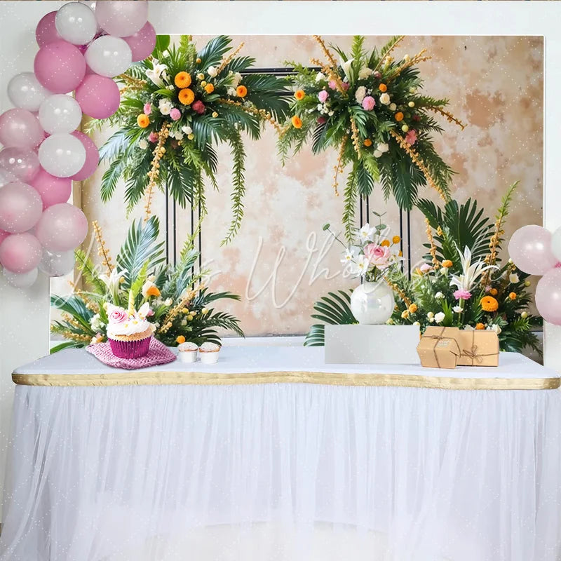 Lofaris Elegant Tropical Floral Photography Backdrop with Lush Greenery and Vibrant Flowers Decorative Arch for Event Studio Photoshoot