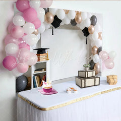 Lofaris Elegant White Grey Rose Gold Balloon Arch Graduation Backdrop Stylish Photo Booth Background for College High School Party