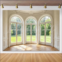 Lofaris Elegant White Room Arched Door and Window Photography Backdrop Luxurious Interior Studio Background for Portrait Photoshoot