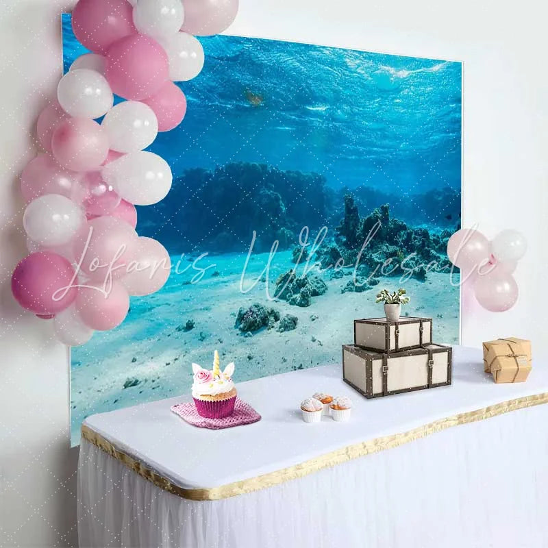 Lofaris Exotic Coral Reef and Sandy Seabed Photography Backdrop Turquoise Ocean Underwater Nature Background