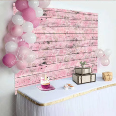 Lofaris Faded Pink Wood Floral Backdrop Subtle Watercolor Rose and Leaves Photography Background
