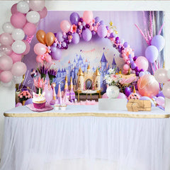 Lofaris Fairytale Purple Castle Photography Backdrop Princess Carriage and Balloon Photo Background