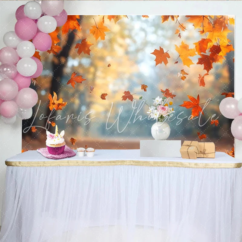 Lofaris Falling Orange Leaves Autumn Forest Photography Backdrop Beautiful Natural Scenery Background for Studio Photoshoot