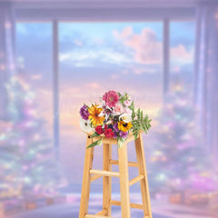 Lofaris Fantasy Light Window Sunset Christmas Tree Backdrop