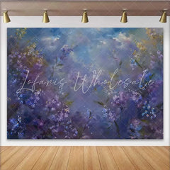 Lofaris Fine Art Abstract Purple Floral Backdrop Impressionist Wildflower Oil Painting Studio Background