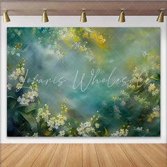 Lofaris Fine Art Yellow Spring Floral Backdrop Teal and Blue Moody Oil Painting Studio Background
