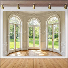 Lofaris French Window Photography Backdrop with Natural Light and Green Garden Luxurious Interior Background for Studio Photoshoot